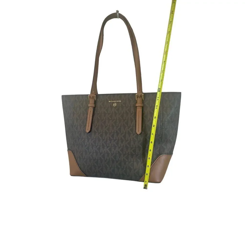 NEW MICHAEL KORS ARIA LARGE TOTE BAG BROWN/ACORN GOLD ACCENTS CARRYALL VERSATILE - Picture 4 of 16